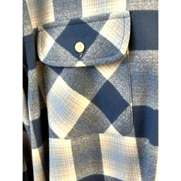 PENDLETON 'Maverick' Merino 100% Wool Plaid Shirt Button Pockets-Men's Size L - Picture 3 of 9